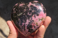 Polished Rhodonite Gemstone Hearts x 3 From Ambindavato, Madagascar