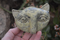 Polished Leopard Stone Cat Face Carvings x 3 From Zimbabwe