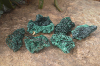 Natural Silky Malachite Specimens x 6 From Kasompe, Congo