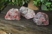 Natural Rhodonite Cobbed Specimens x 3 From Zimbabwe