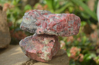 Natural Rhodonite Cobbed Specimens x 3 From Zimbabwe