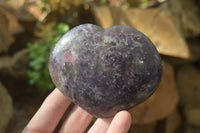 Polished Lepidolite Gemstone Hearts x 6 From Madagascar