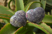 Polished Lepidolite Gemstone Hearts x 6 From Madagascar