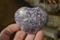 Polished Lepidolite Gemstone Hearts x 6 From Madagascar