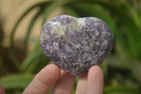 Polished Lepidolite Gemstone Hearts x 6 From Madagascar