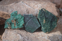 Natural Crystalline Malachite Specimens x 6 From Kasompe, Congo