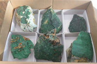 Natural Crystalline Malachite Specimens x 6 From Kasompe, Congo