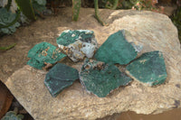 Natural Crystalline Malachite Specimens x 6 From Kasompe, Congo