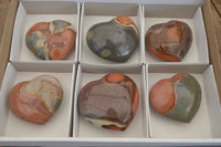 Polished Polychrome Jasper Gemstone Hearts x 6 From Madagascar