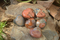 Polished Polychrome Jasper Gemstone Hearts x 6 From Madagascar