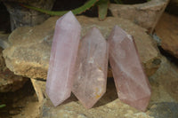 Polished Rose Quartz Double Terminated Crystals x 3 From Madagascar