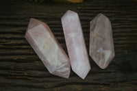 Polished Rose Quartz Double Terminated Crystals x 3 From Madagascar