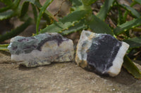 Polished On One Side Watermelon Fluorite Slices x 12 From Namibia