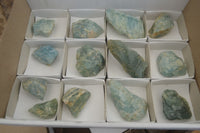 Natural Blue Aquamarine Cobbed Specimens x 13 From Angola