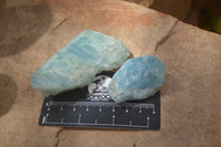 Natural Blue Aquamarine Cobbed Specimens x 13 From Angola