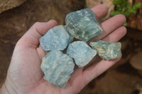 Natural Blue Aquamarine Cobbed Specimens x 13 From Angola