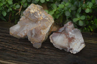 Natural Red Hematoid Quartz Clusters x 2 From Karoi, Zimbabwe