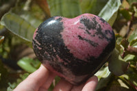 Polished Rhodonite Gemstone Hearts x 3 From Madagascar