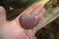 Polished Rhodonite Gemstone Hearts x 3 From Madagascar