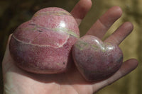 Polished Rhodonite Gemstone Hearts x 3 From Madagascar