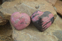 Polished Rhodonite Gemstone Hearts x 3 From Madagascar