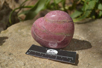 Polished Rhodonite Gemstone Hearts x 3 From Madagascar