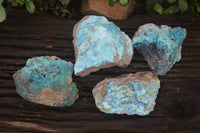 Natural Shattuckite Specimens x 4 From Kaokoveld, Namibia