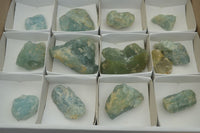 Natural Blue Aquamarine Cobbed Specimens x 13 From Angola