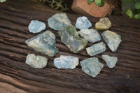 Natural Blue Aquamarine Cobbed Specimens x 13 From Angola