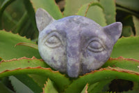 Polished Lepidolite Cat Face Carvings x 3 From Zimbabwe