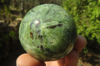 Polished Green Chrysoprase Spheres x 6 From Madagascar