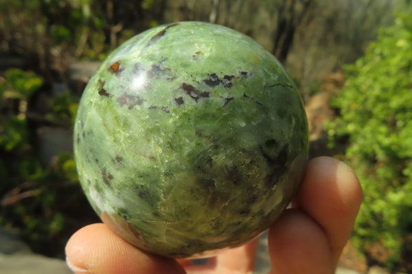 Polished Green Chrysoprase Spheres x 6 From Madagascar