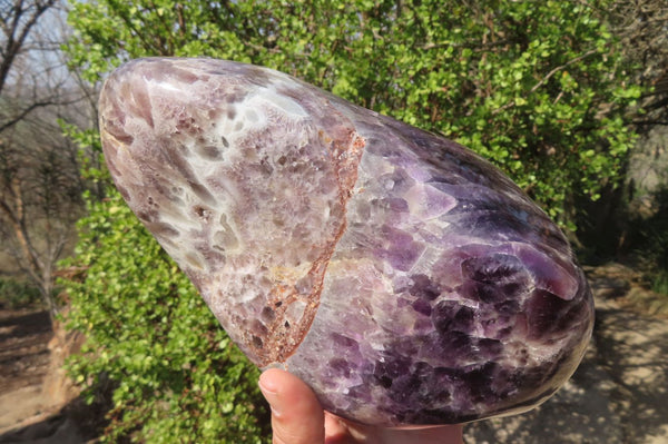 Polished Smokey Chevron Amethyst Standing Free Form x 1 From Madagascar