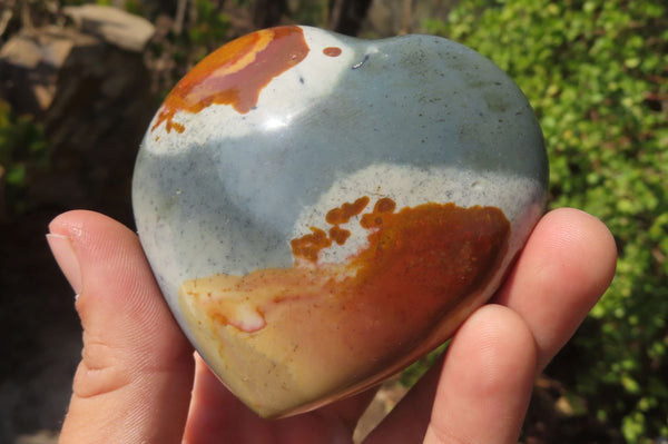 Polished Polychrome Jasper Hearts x 6 From Mahajanga, Madagascar