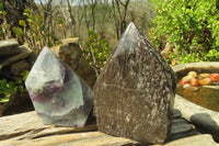 Polished Watermelon Fluorite Points x 3 From Uis, Namibia