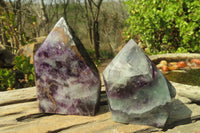 Polished Watermelon Fluorite Points x 3 From Uis, Namibia