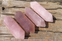 Polished Double Terminated Rose Quartz Points x 4 From Madagascar