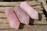 Polished Double Terminated Rose Quartz Points x 4 From Madagascar