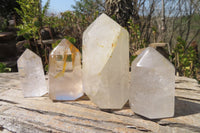 Polished Mixed Quartz Points x 4 From Madagascar