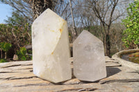 Polished Mixed Quartz Points x 4 From Madagascar