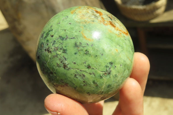 Polished Chrysoprase Spheres x 6 From Ambatondrazaka, Madagascar