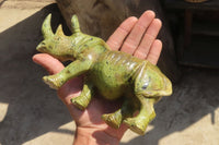 Polished Leopard Stone Rhino Carving x 1 From Nyanga, Zimbabwe