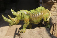 Polished Leopard Stone Rhino Carving x 1 From Nyanga, Zimbabwe