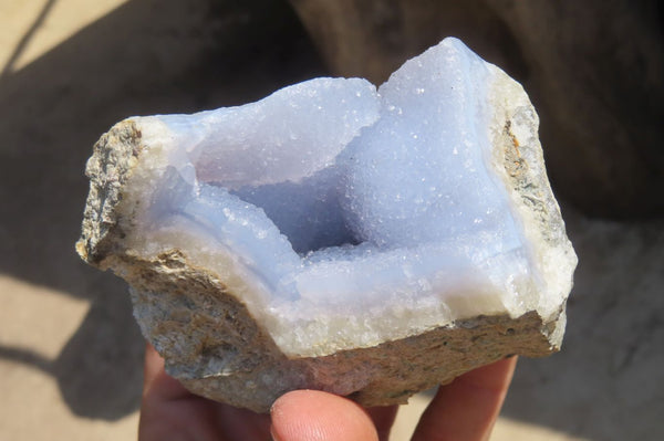 Natural Blue Lace Agate Geode Specimens x 3 From Nsanje, Malawi