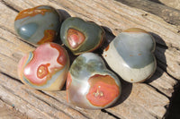 Polished Polychrome Jasper Hearts x 5 From Madagascar