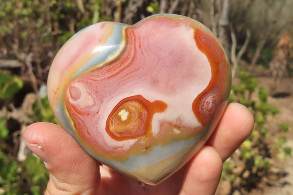 Polished Polychrome Jasper Hearts x 5 From Madagascar