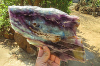 Polished Watermelon Fluorite Slice x 1 From Uis, Namibia