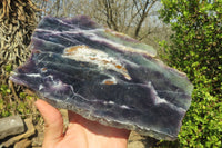 Polished Watermelon Fluorite Slice x 1 From Uis, Namibia