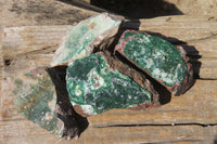 Natural Chrysocolla With Malachite & Salrose Dolomite Specimens x 4 From Congo