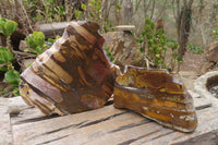 Polished On One Side Nguni Jasper Specimens x 2 From Prieska, South Africa